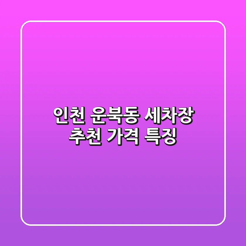 인천 운북동 세차장 추천: 가격 특징
