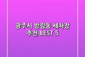 광주시 방림동 세차장 추천 BEST 5