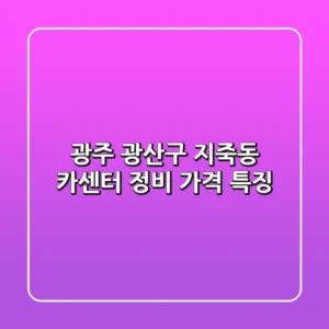 광주 광산구 지죽동 카센터 정비 가격 특징