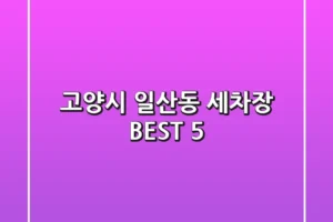 고양시 일산동 세차장 BEST 5