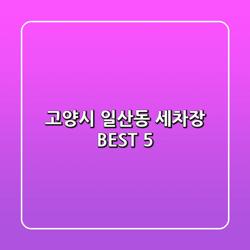고양시 일산동 세차장 BEST 5