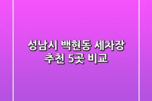 성남시 백현동 세차장 추천 5곳 비교