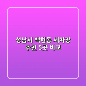 성남시 백현동 세차장 추천 5곳 비교
