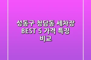 성동구 청담동 세차장 BEST 5 | 가격, 특징 비교