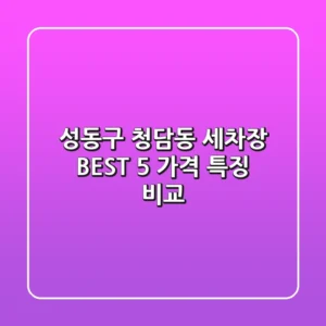 성동구 청담동 세차장 BEST 5 | 가격, 특징 비교