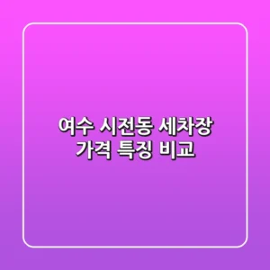 여수 시전동 세차장: 가격 특징 비교