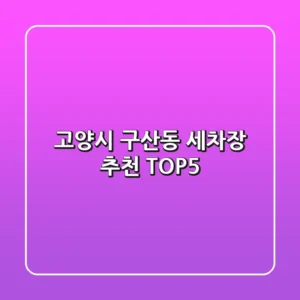고양시 구산동 세차장 추천 TOP5