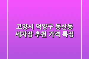 고양시 덕양구 동산동 세차장 추천 | 가격, 특징
