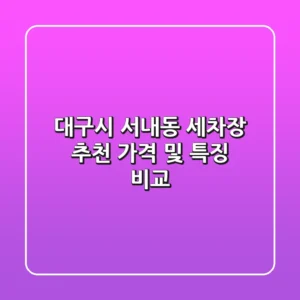 대구시 서내동 세차장 추천, 가격 및 특징 비교