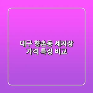 대구 향촌동 세차장 가격, 특징 비교