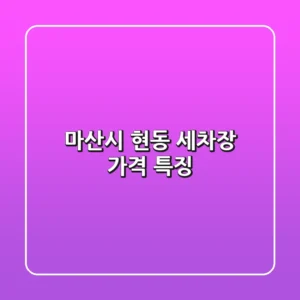 마산시 현동 세차장: 가격 특징