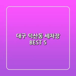 대구 덕산동 세차장 BEST 5