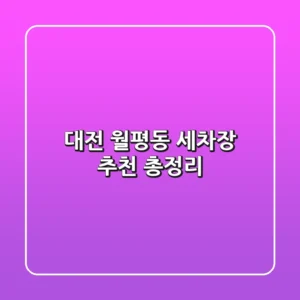 대전 월평동 세차장 추천 총정리