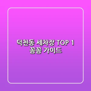 덕천동 세차장 TOP 1 꼼꼼 가이드