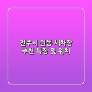 전주시 원동 세차장 추천: 특징 및 위치