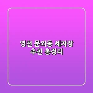 영천 문외동 세차장 추천 총정리