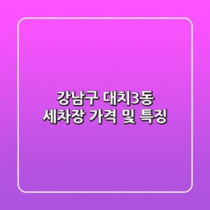 강남구 대치3동 세차장: 가격 및 특징
