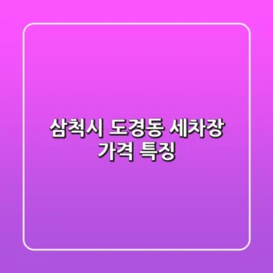 삼척시 도경동 세차장 가격 특징
