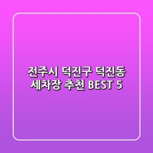 전주시 덕진구 덕진동 세차장 추천 BEST 5
