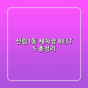 신림1동 세차장 BEST 5 총정리