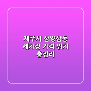 제주시 삼양삼동 세차장 가격 위치 총정리