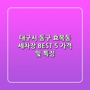 대구시 동구 효목동 세차장 BEST 5 가격 및 특징