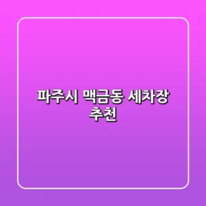 파주시 맥금동 세차장 추천