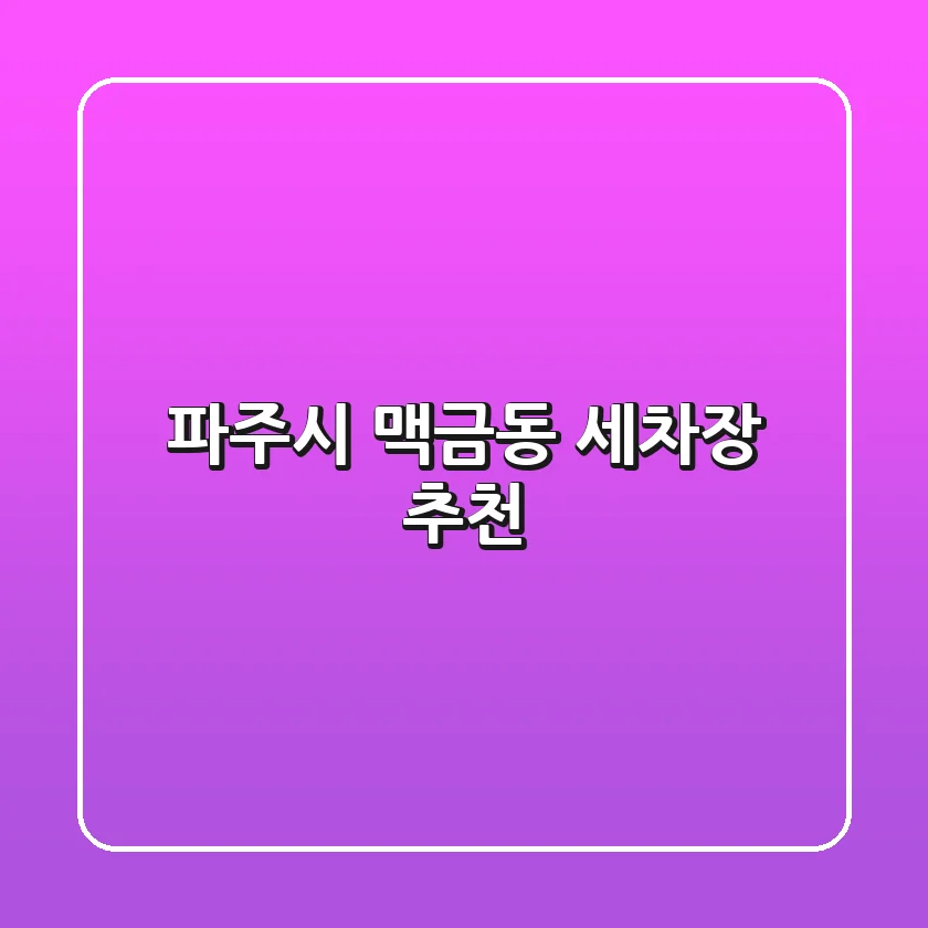파주시 맥금동 세차장 추천