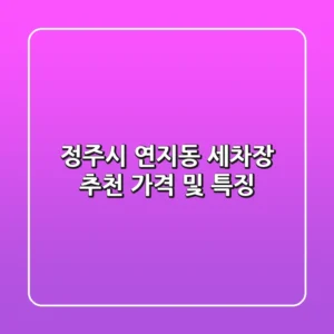 정주시 연지동 세차장 추천: 가격 및 특징