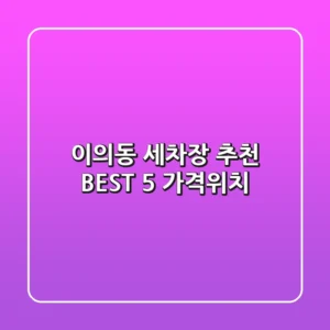 이의동 세차장 추천 BEST 5 (가격/위치)