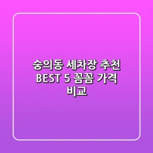 숭의동 세차장 추천 BEST 5 : 꼼꼼 가격 비교