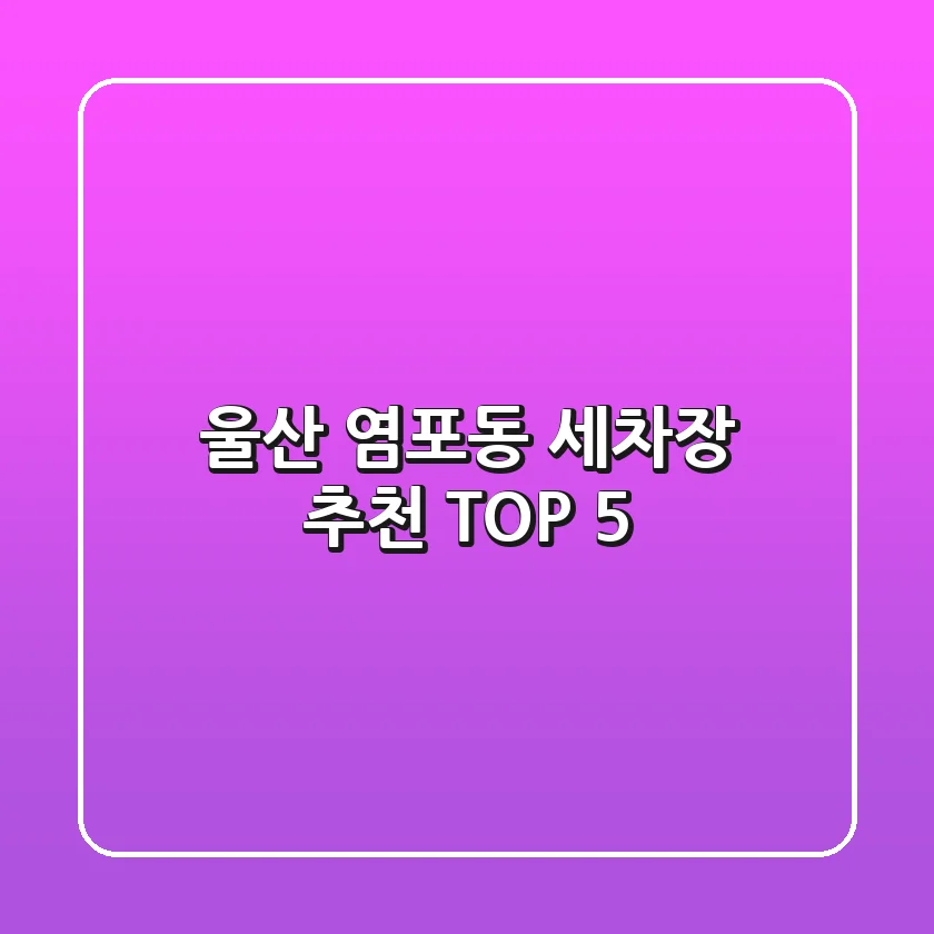 울산 염포동 세차장 추천 TOP 5
