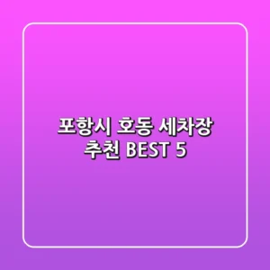 포항시 호동 세차장 추천 BEST 5