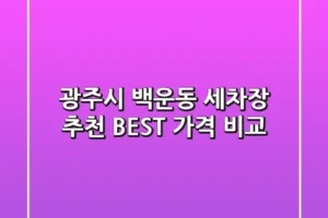 광주시 백운동 세차장 추천 BEST 가격 비교