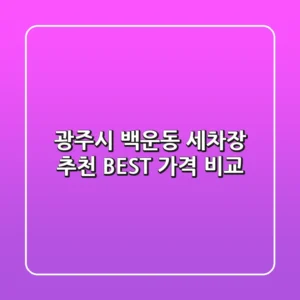 광주시 백운동 세차장 추천 BEST 가격 비교
