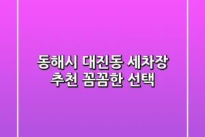 동해시 대진동 세차장 추천: 꼼꼼한 선택!