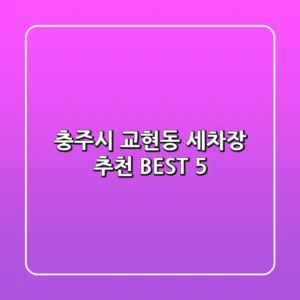 충주시 교현동 세차장 추천 BEST 5