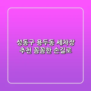 성동구 용두동 세차장 추천: 꼼꼼한 손길로!