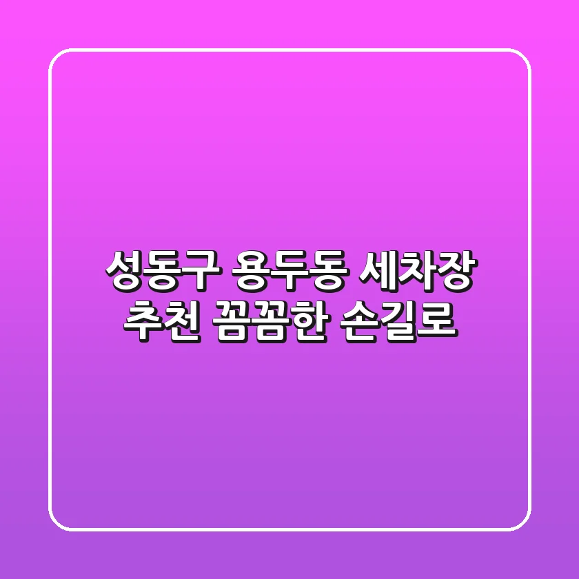 성동구 용두동 세차장 추천: 꼼꼼한 손길로!
