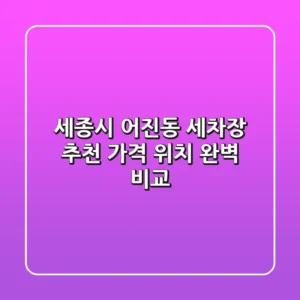 세종시 어진동 세차장 추천 | 가격, 위치 완벽 비교