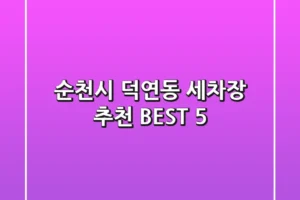 순천시 덕연동 세차장 추천 BEST 5