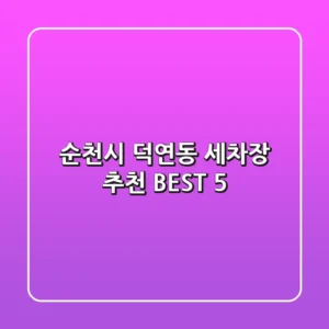순천시 덕연동 세차장 추천 BEST 5