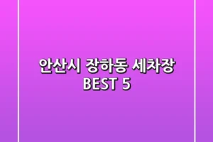 안산시 장하동 세차장 BEST 5