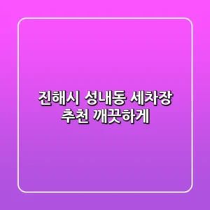 진해시 성내동 세차장 추천: 깨끗하게!