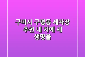 구미시 구평동 세차장 추천: 내 차에 새 생명을!