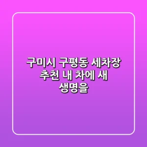 구미시 구평동 세차장 추천: 내 차에 새 생명을!