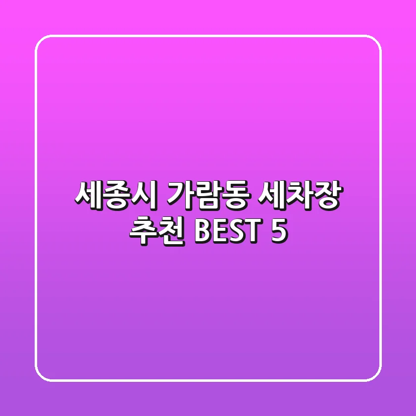세종시 가람동 세차장 추천 BEST 5