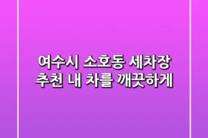 여수시 소호동 세차장 추천: 내 차를 깨끗하게!