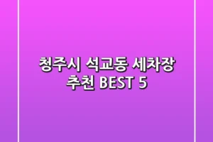 청주시 석교동 세차장 추천 BEST 5