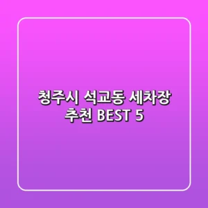 청주시 석교동 세차장 추천 BEST 5